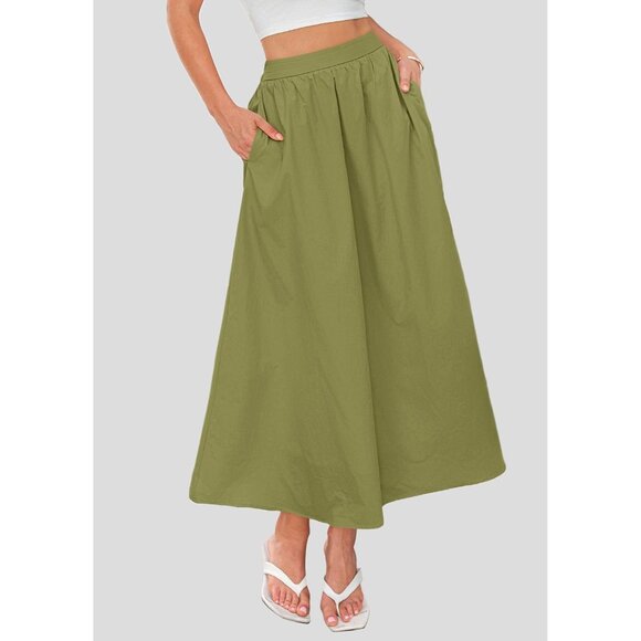 Comfortable 100% Cotton Maxi Skirt - Trendy High Waisted Flowy Ruffles & Pockets - Picture 6 of 8